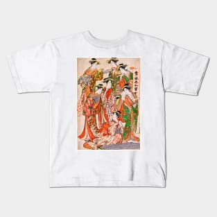 Seven Wise Women of the Pleasure Quarters, Katsukawa Shunsho 1780s Kids T-Shirt